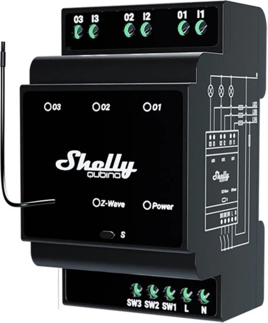 Shelly Pro 3 Smarter 3-Kanal Schaltaktor LAN & WLAN Schwarz - Bild 1