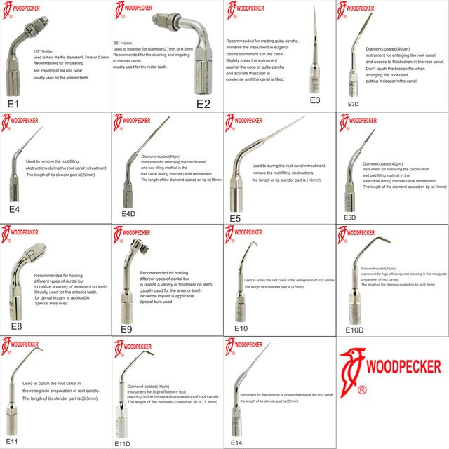 Woodpecker Dental Ultraschall Scaler Tipps Set E1-E14 für EMS UDS Dental Reinigung in Silber - Bild 1