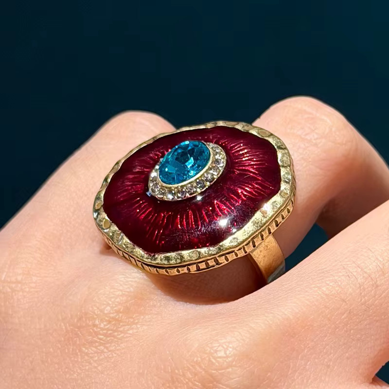 STALAIT Ringe, Vintage, Blau Kristall, Evil Eye, Gold Farbe, Damen - Bild 2