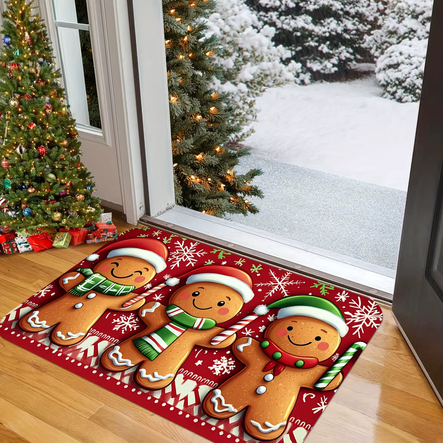 VIKAMA Weihnachts-Fußmatte mit Lebkuchenmann-Muster für Badezimmer, Wohnzimmer und Schlafzimmer - Bild 3