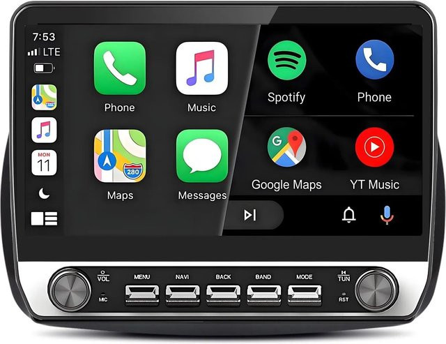 Junsun Autoradio mit Drehknöpfen für BENZ Smart Fortwo 2015-2019 in Schwarz mit Bluetooth und GPS sowie 10,1 Zoll Display - Bild 1