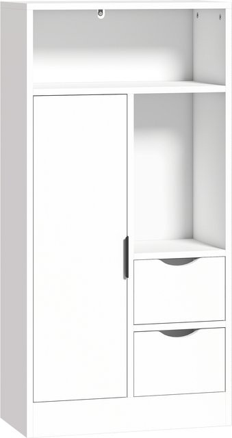 HOMCOM Slim-Badezimmerschrank in Weiß mit 2 Schubladen und offenen Fächern, platzsparender Badschrank mit verstellbaren Böden, B/T/H: 50 x 25 x 100 cm - Bild 1