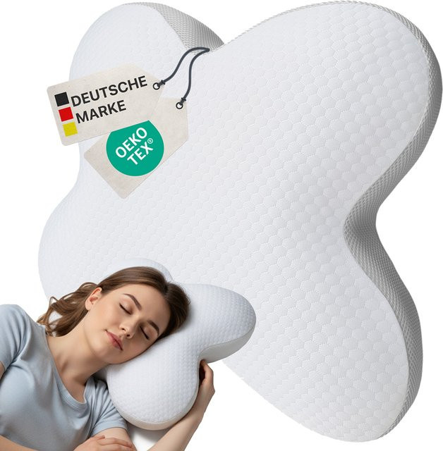 NYVI Cloud Nackenstützkissen aus Viskoelastischem Memoryschaum in Weiß für Seitenschläfer, Rückenschläfer und Bauchschläfer - Bild 1