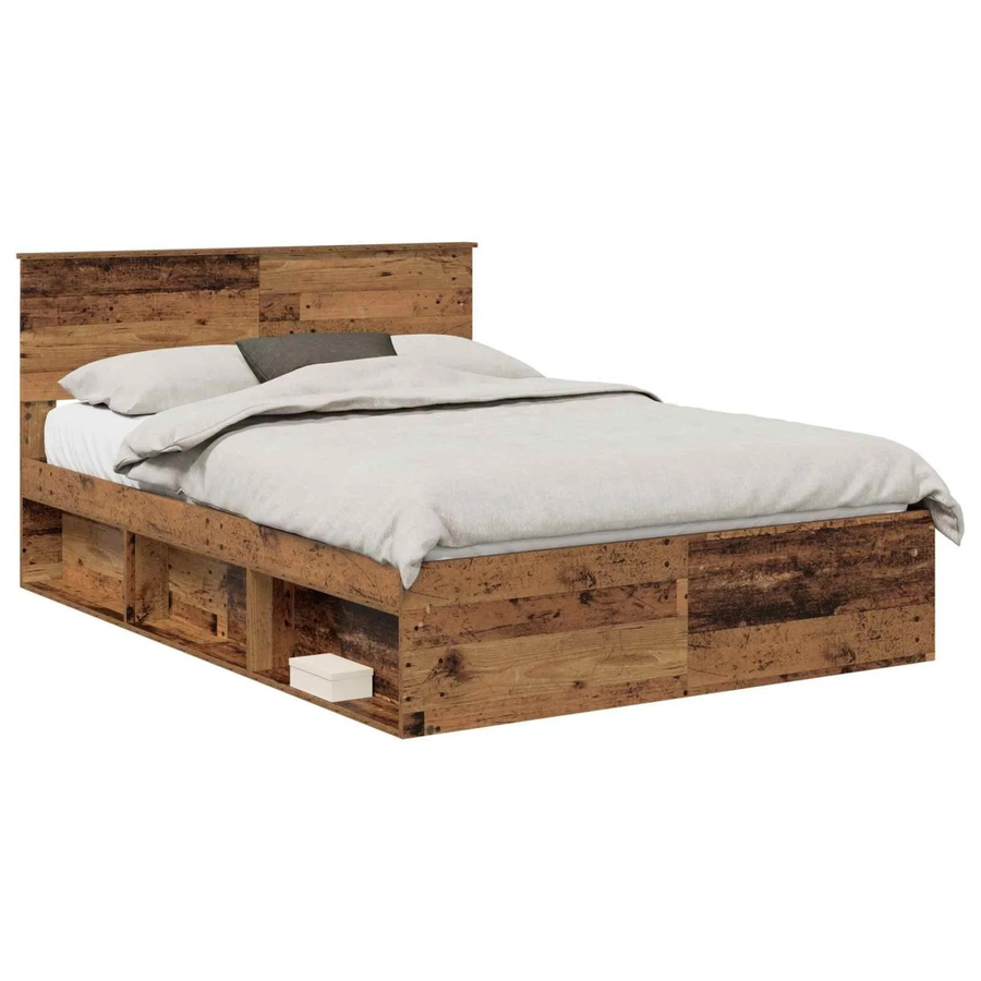 vidaXL Bettrahmen mit Kopfteil aus Holzwerkstoff in Braun, B/T/H: 140 x 190 x 90 cm - Bild 2