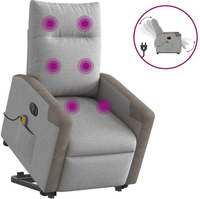 Vidaxl Massagesessel mit elektrischer Aufstehhilfe in Grau aus Stoff - Bild 1