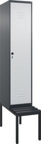 C+P Spind Classic PLUS Garderobenschrank mit Sitzbank, 1 Abteil, Schwarzgrau, B/T/H: 212,0 x 40,0 x 81,5 cm - Bild 1