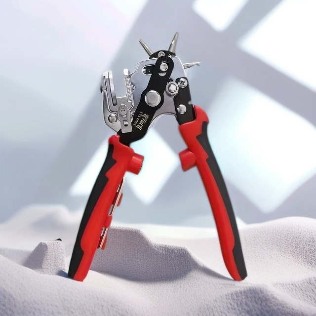 Lochzange und Ösenstanzer aus Metall als DIY-Werkzeug für Lederhandwerk und Uhrenarmbänder, Breite: 18,5 cm, Tiefe: 13,5 cm - Bild 1