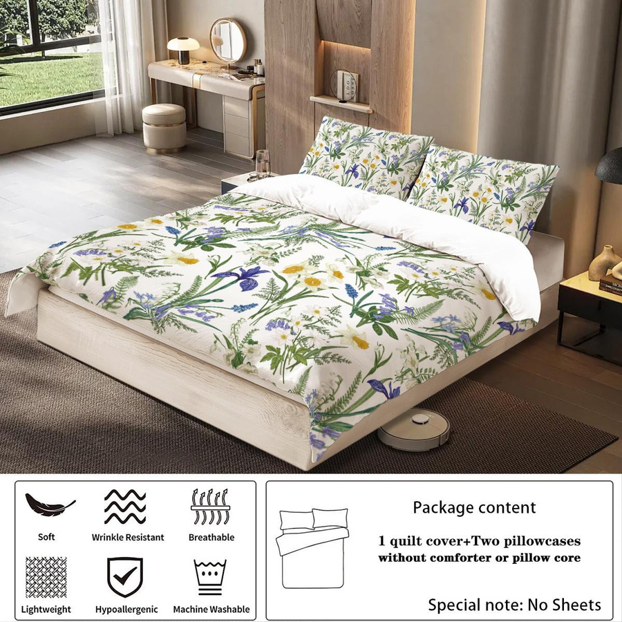 3-teiliges Bettwäscheset Binchi Fitness mit Pflanzenmuster aus Mikrofaser, Multicolor, B/H: 140 x 210 cm - Bild 3