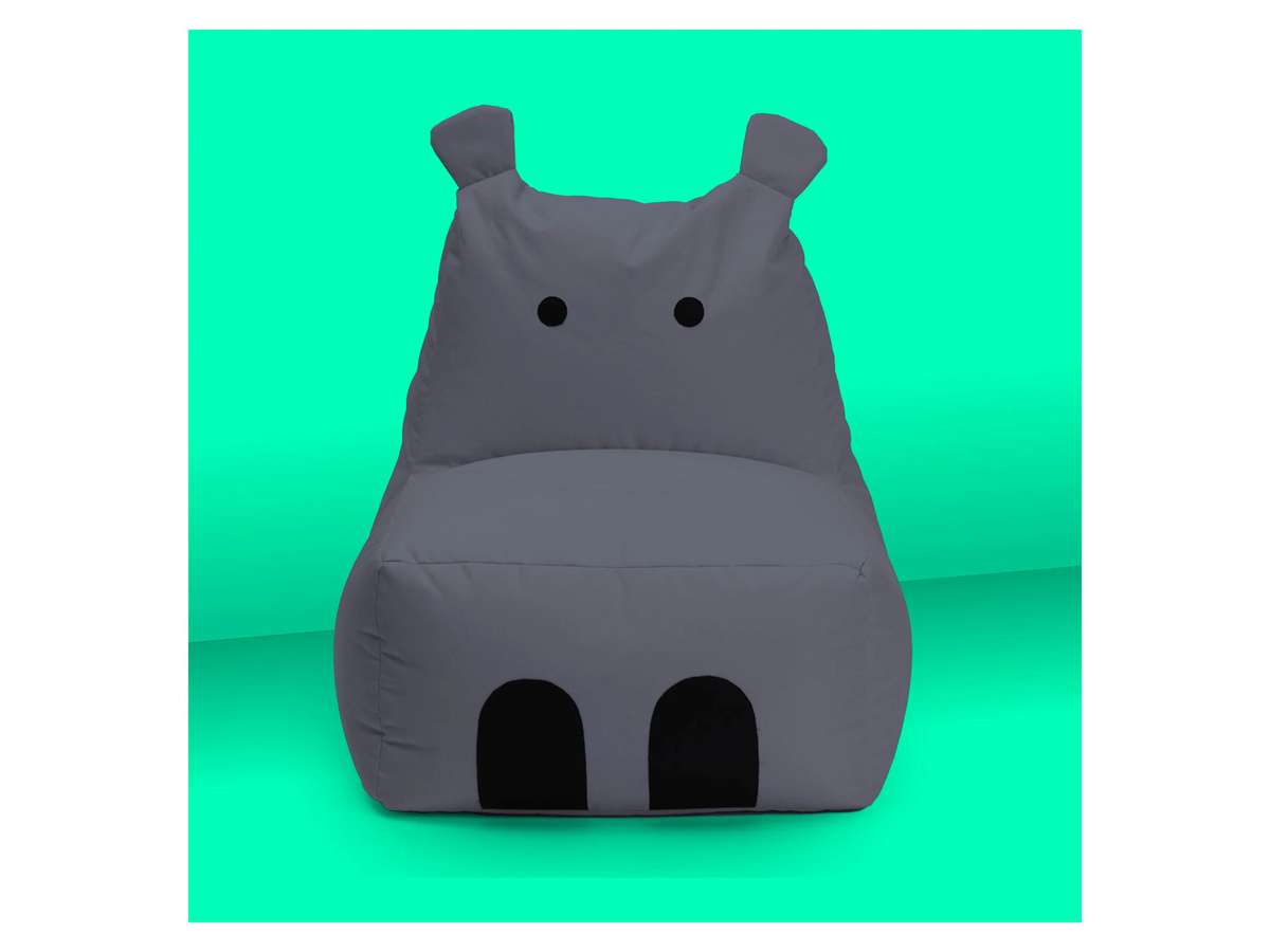 LUMALAND Kindersitzsack Animal Line Hippo in Stahlgrau mit abnehmbarem Bezug und wasserabweisendem Material - Bild 2