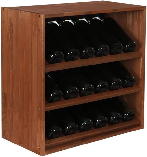 PROREGAL Modulares Weinregal Vincellar aus massivem Kiefernholz, Braun geölt, Schrägmodul für 18 Flaschen, H x B x T: 60 x 60 x 30 cm - Bild 1