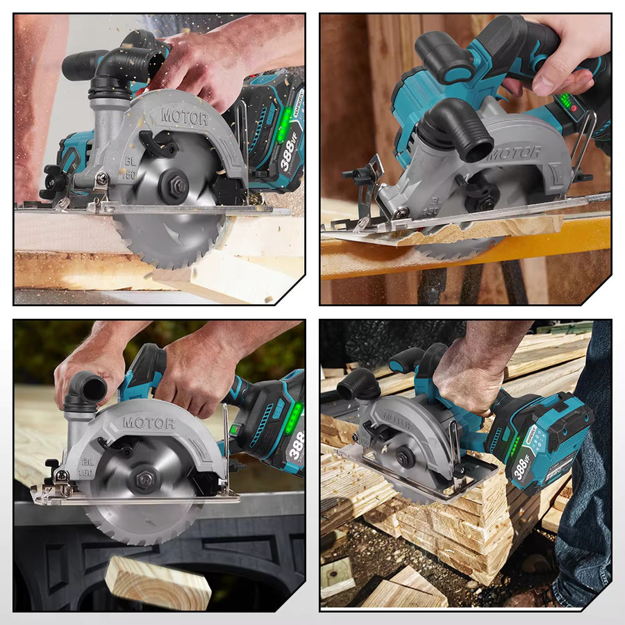 YOFIDRA Bürstenlose Akku-Kreissäge 150 mm Multifunktions-Holzbearbeitung-Cutter kompatibel mit Makita-Akkus - Bild 5