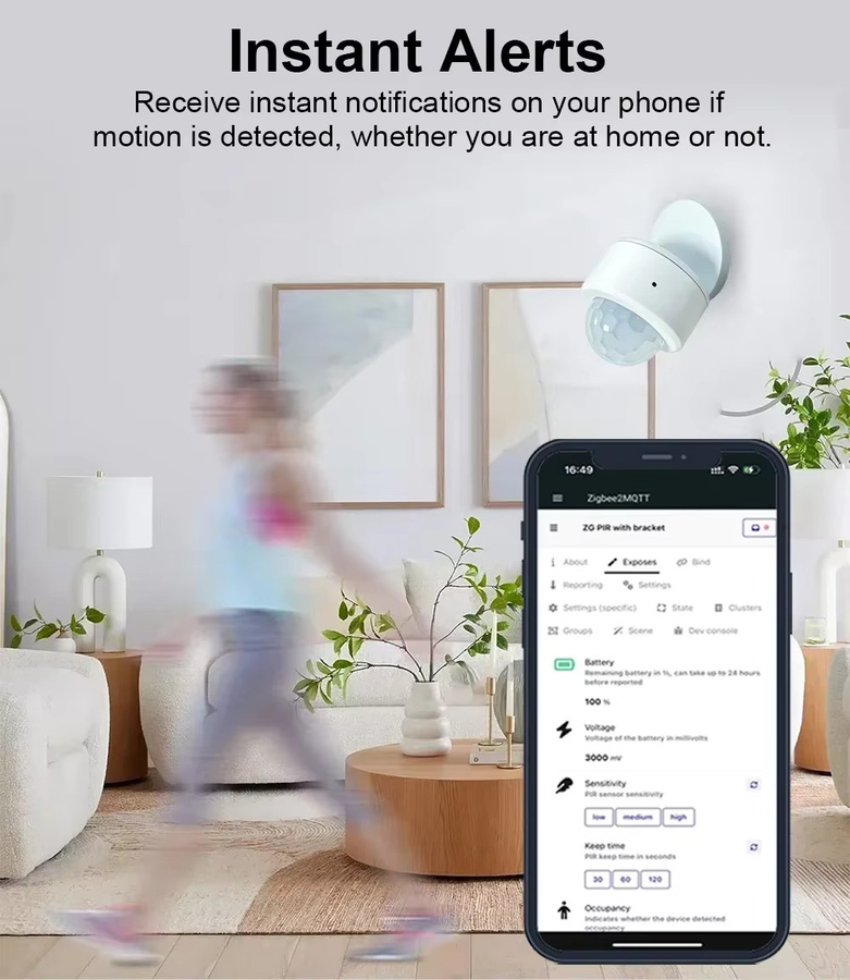 Tuya Zigbee 3.0 PIR-Bewegungsmelder Infrarot-Smart-Sensor in Weiß für Home Assistant und Z2M - Bild 4
