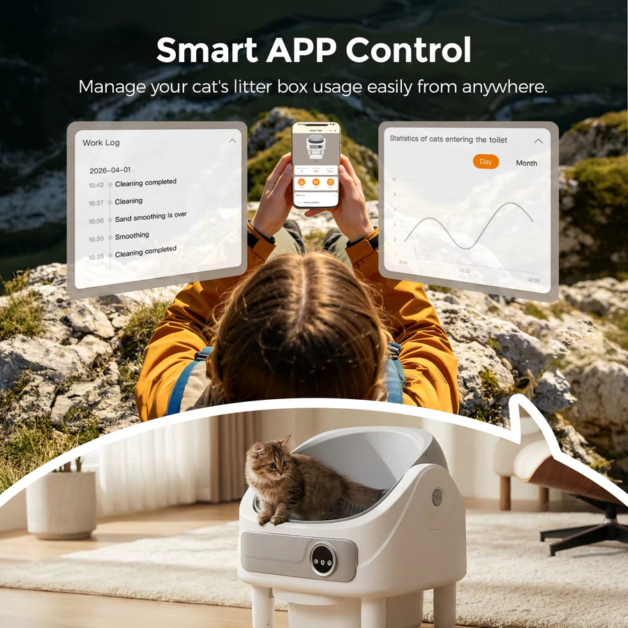 Patbrela Automatische Katzentoilette in Weiß mit App-Steuerung und Bio-Radar sowie 10 Sicherheitssensoren - Bild 2