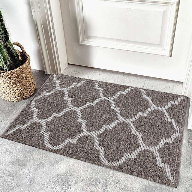 Rutschfeste Ins Home Eingangsmatte Marokko Design aus Polypropylen, Grau, B/T: 80 x 50 cm - Bild 1