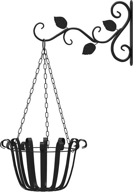 CosyHome 2er Set Dekorative Blumen Wandhalterung aus Metall in Schwarz im Vintage-Stil - Bild 1