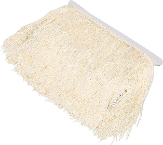 KaiSai Spitzenbesatz mit langen Fransen aus Polyester in Beige, 10 yd, Breite: 14 cm - Bild 1