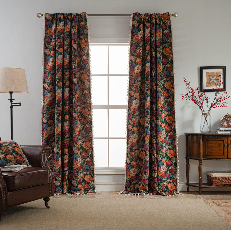 Imanqi Yun Floral Jacquard Küchen- und Erkerfenstervorhänge, halbtransparent, Multicolour - Bild 6