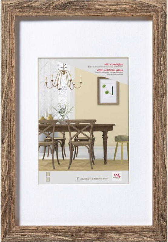 Walther Design Fiorito Holzrahmen mit Passepartout und Kunstglas, Braun, B/H: 40 x 60 cm - Bild 1