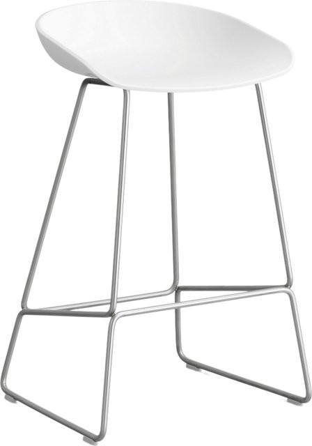 HAY About A Stool AAS 38 Hocker in Weiß mit Stahlgestell und Polypropylen-Sitzschale - Bild 1
