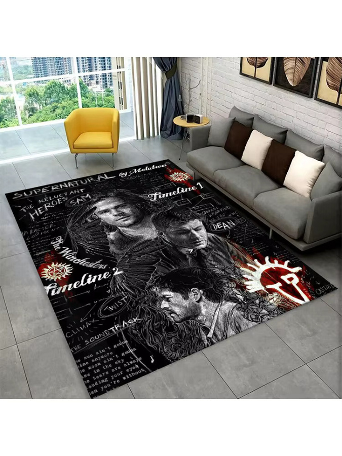 MINISO Supernatural Dean Sam TV-Teppich, rechteckig, Schwarz, rutschfest, B/T: 60 x 40 cm - Bild 2