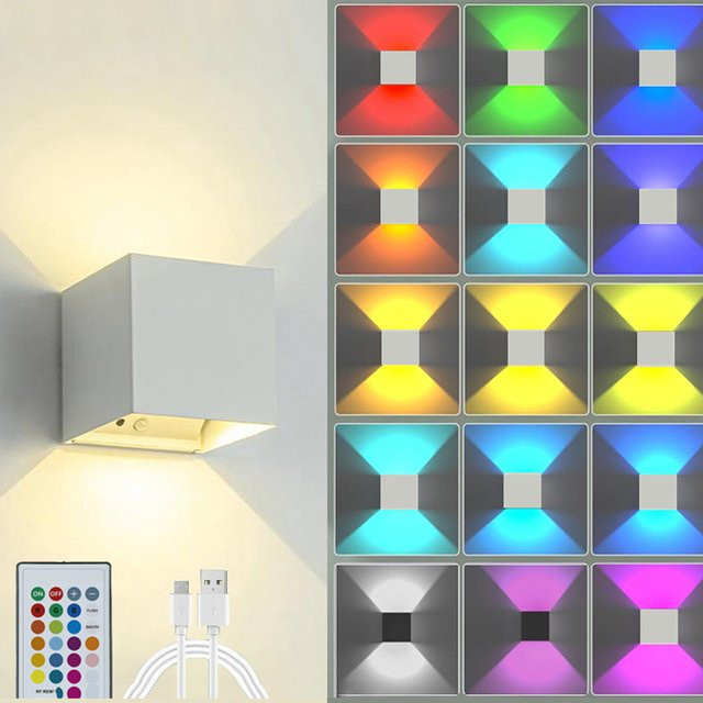 YooE RGB LED-Wandleuchte in Multicolour mit Fernbedienung und USB-Ladefunktion für Wohnzimmer, Flur und Treppen - Bild 1