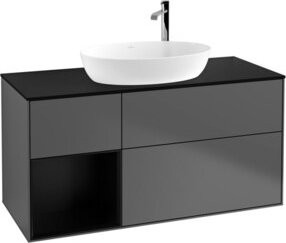 V&B Waschtischunterschrank Finion mit Wandbeleuchtung, Anthrazit lackiert, Breite: 120 cm, Tiefe: 50,1 cm, Höhe: 50,1 cm - Bild 1