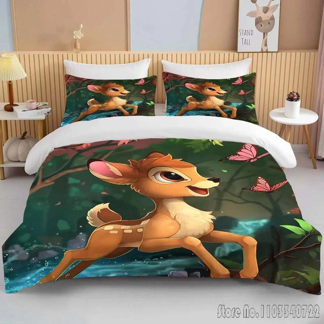 Bambi Bettwäsche-Set aus Mikrofaser mit Motiv, bestehend aus Bettbezug und Kissenbezug, Mehrfarbig, B/H: 229 x 229 cm - Bild 1