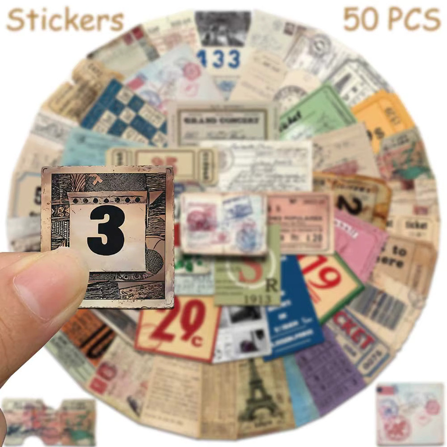50 Stück Retro Design Aufkleber in Multicolour für Laptop, Notebook, Skateboard und Helm, wasserfeste DIY Ästhetik Aufkleber - Bild 2