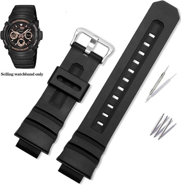 Casio Uhrenarmband Silikon, Schwarz, Herren, 16mm - Bild 1
