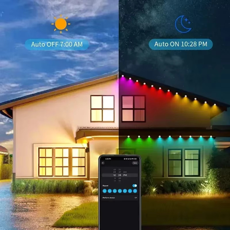 TLEDMP Smart RGBIC LED Traufenkette mit WIFI, Wasserdichte Outdoor Lichterkette für Party und Hochzeit, kompatibel mit Alexa und Google Assistant, Multicolour - Bild 4
