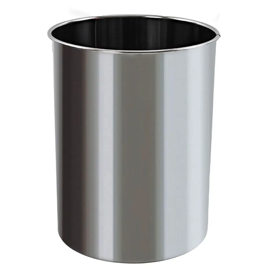 PROREGAL Runder Papierkorb aus Edelstahl in Silber, Volumen: 15 Liter, Höhe: 32,5 cm, Durchmesser: 25,5 cm - Bild 2