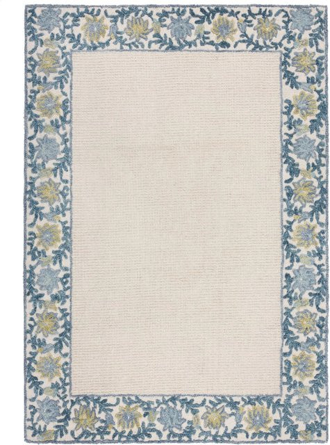 Flair Rugs Wollteppich Myla Floral Frame in Beige-Blau mit High-Low-Effekt, B: 120 cm, L: 170 cm - Bild 1