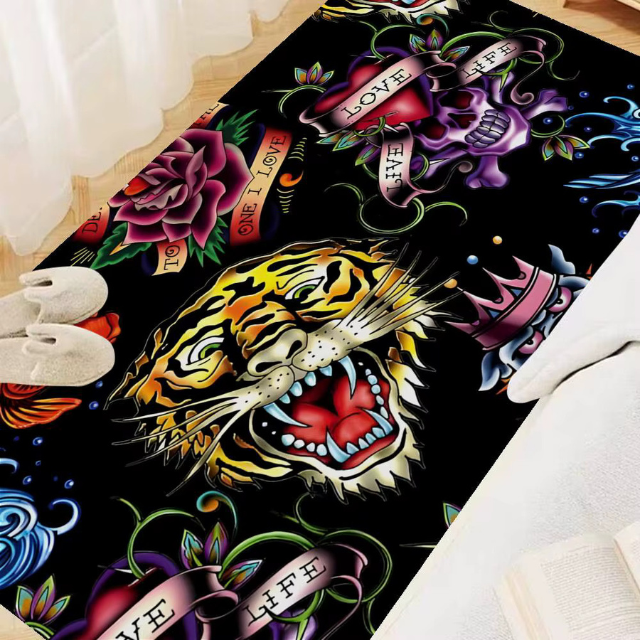 Potdemiel Teppich im nordischen Stil mit Tiger-Motiv, Multicolor, ideal als Fußmatte für Badezimmer, Toilette oder Schlafzimmer - Bild 6