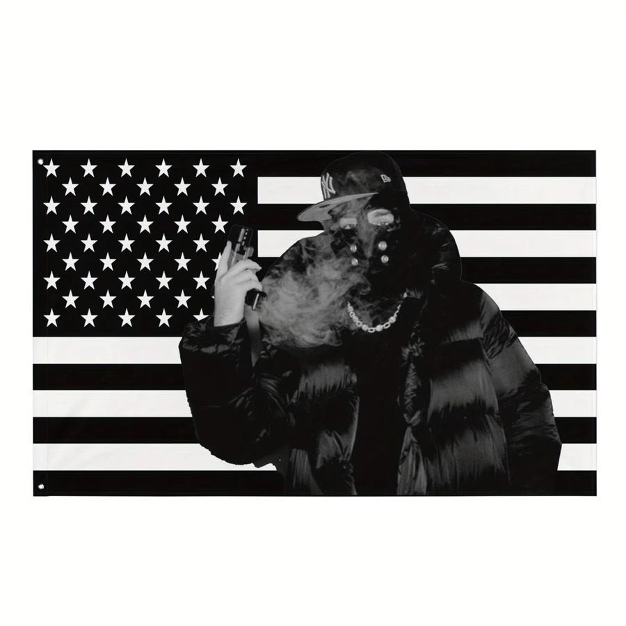 Yeat Wandteppich mit USA-Flagge und Motiv, Schwarz, B: 91,44 cm, H: 60,0 cm - Bild 5
