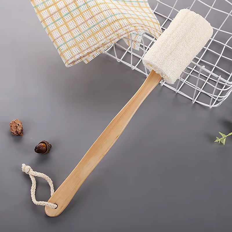 Luffa-Peeling-Badebürste mit langem Holzgriff, Unisex - Bild 2