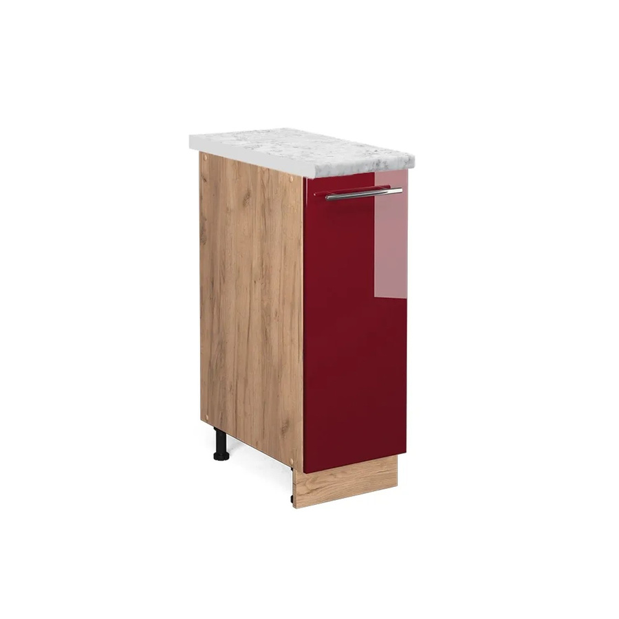 Vicco Apothekerschrank Fame-Line Bordeaux Hochglanz in Rot und Goldkraft Eiche mit Marmor-Optik, B/T/H: 30 x 60 x 82 cm - Bild 2