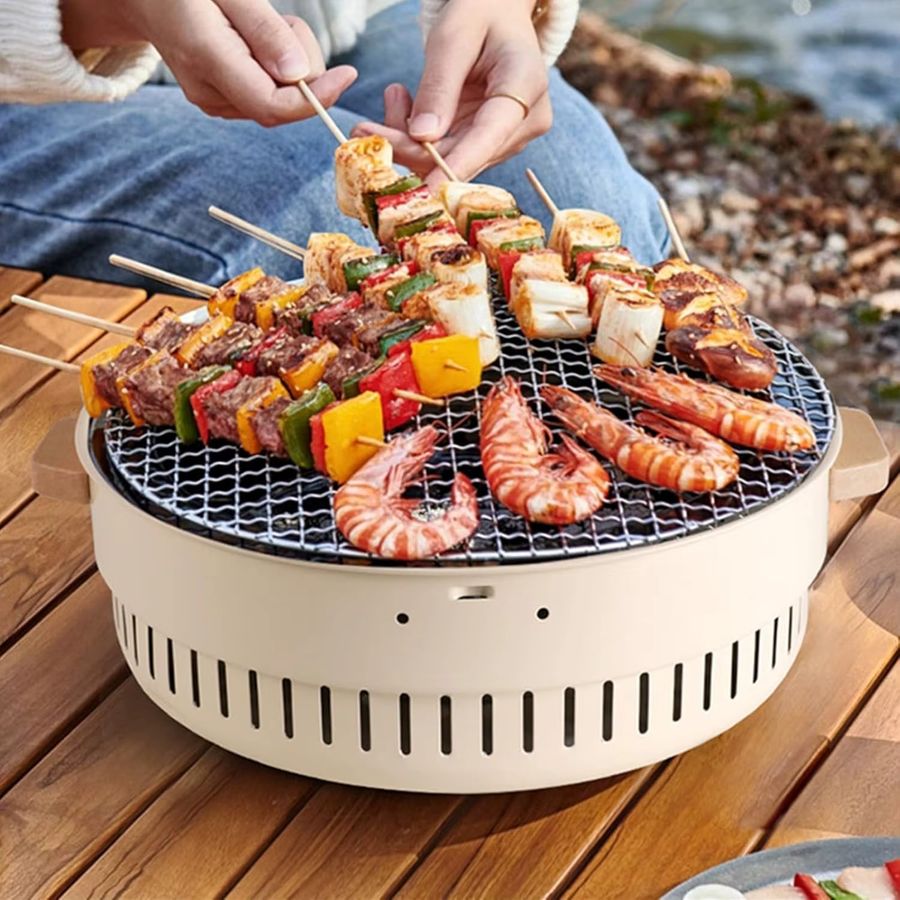 FEB.WIND Tragbarer Holzkohlegrill aus Edelstahl für Outdoor und Indoor - Bild 4