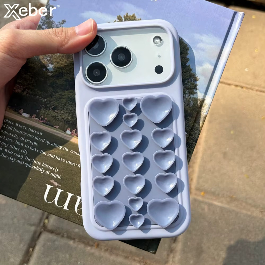 Xeber Silikonhülle mit 3D-Herz-Design und starker Saugnapf-Adsorption für iPhone 17 Pro und 16 Pro Max, Gelb, stoßfest und weich - Bild 2