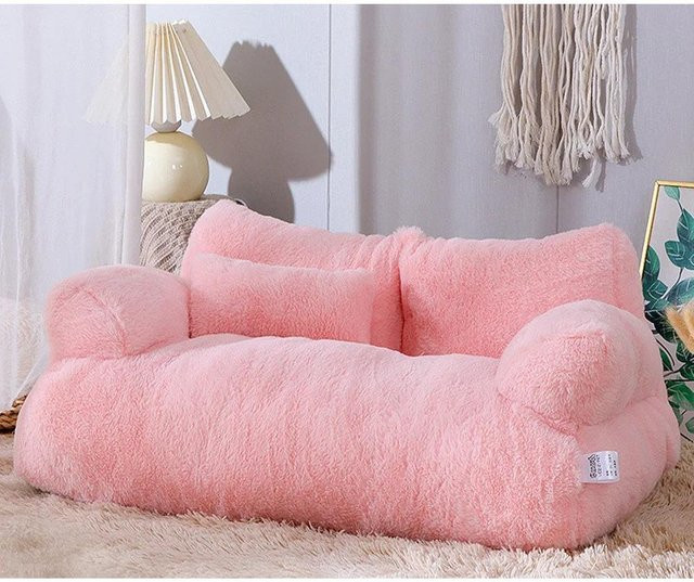 Waschbares Haustier-Sofa von Pet Products My für Hunde und Katzen bis 11 kg, weiches Plüschbett mit rutschfester Unterseite und abnehmbarem Bezug, B/T/H: 55 x 38 x 18 cm - Bild 1