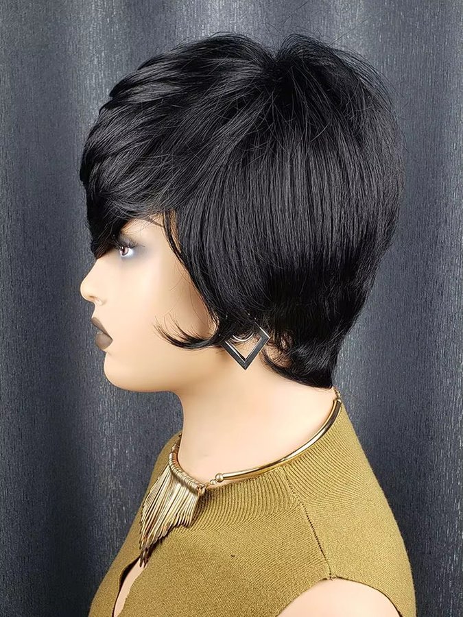 OYM HAIR Pixie-Perücke, Echthaar, Brasilianisches Haar, Damen - Bild 5