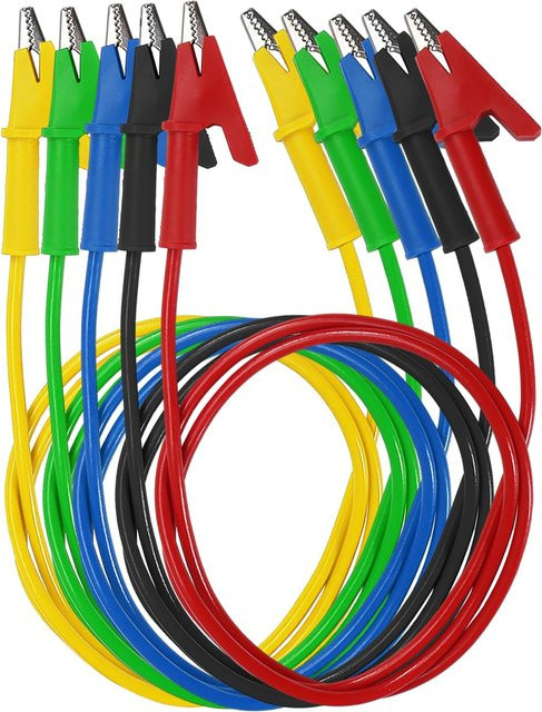 AOKIN 5er Set Krokodilklemmen Messleitungen mit Isolatoren aus Kupfer in Multicolor - Bild 1