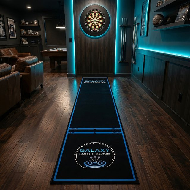 VIKAMA Dartmatte aus Polyester in Schwarz, rutschfeste Wurfmatte für Indoor-Dartspiele, Breite: 200 cm, Tiefe: 30 cm - Bild 1