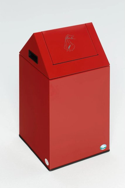 PROREGAL Selbstlöschender Putzwollkasten aus Stahl mit Pendelklappe, Rot, H x B x T: 60 x 32 x 32 cm - Bild 1