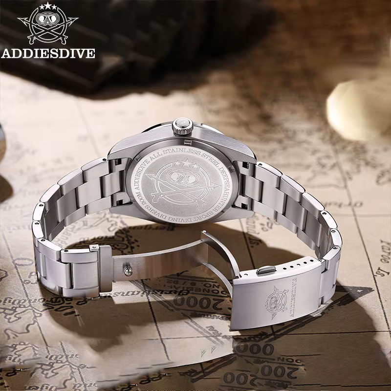 ADDIESDIVE Armbanduhr GMT, Edelstahl, Schwarz, 39 mm, Herren - Bild 4