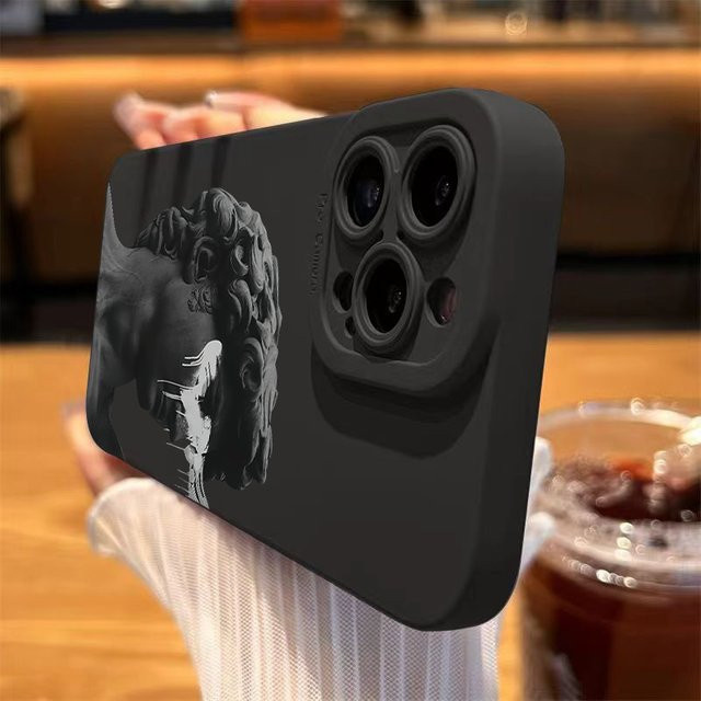Ästhetische Silikon Handyhülle mit David Kunstmotiv für Apple iPhone Modelle in Schwarz - Bild 1