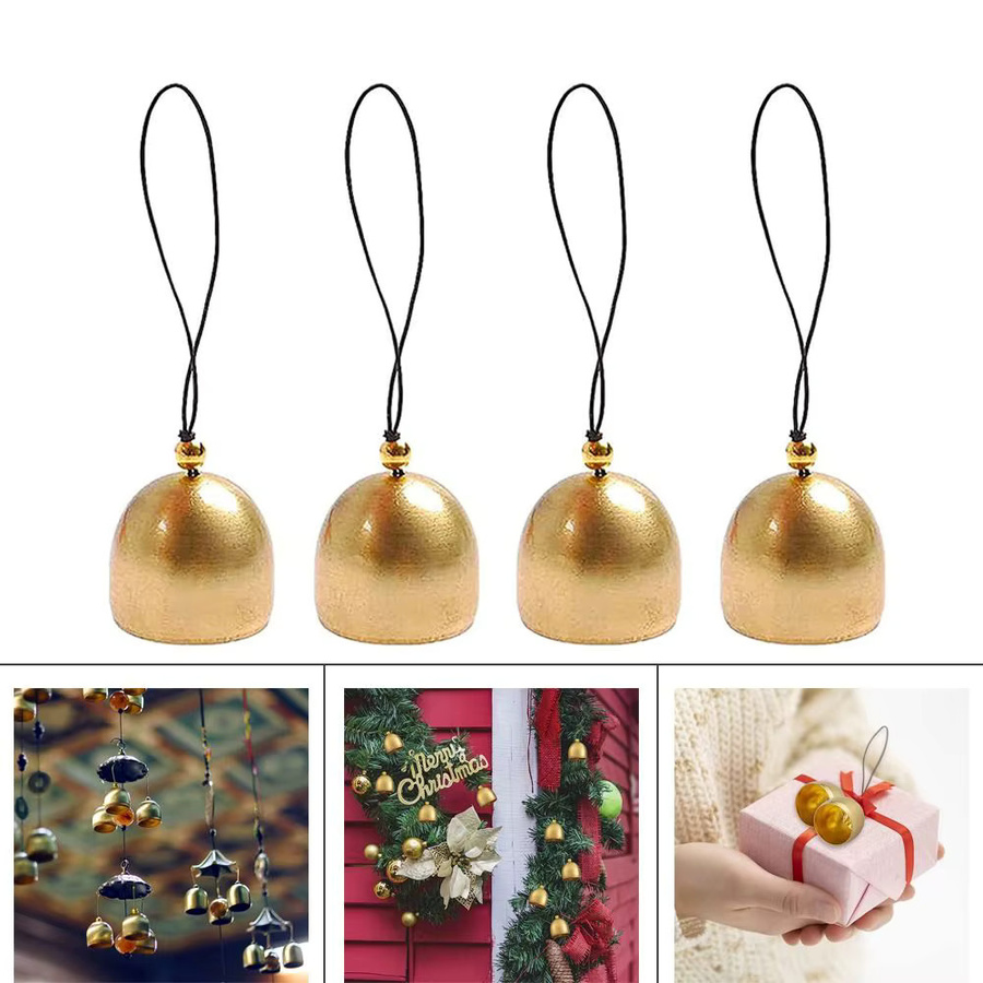 4 Stück DIY Metall Windspiele Mini Jingle Ornamente in Gold als Baum Anhänger Dekor, Durchmesser: 2,85 cm - Bild 2