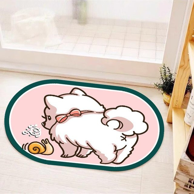 Saugfähige Kieselgurmatte von Yiran Furniture in Pink, oval und rutschfest, B/T: 60 x 40 cm - Bild 1
