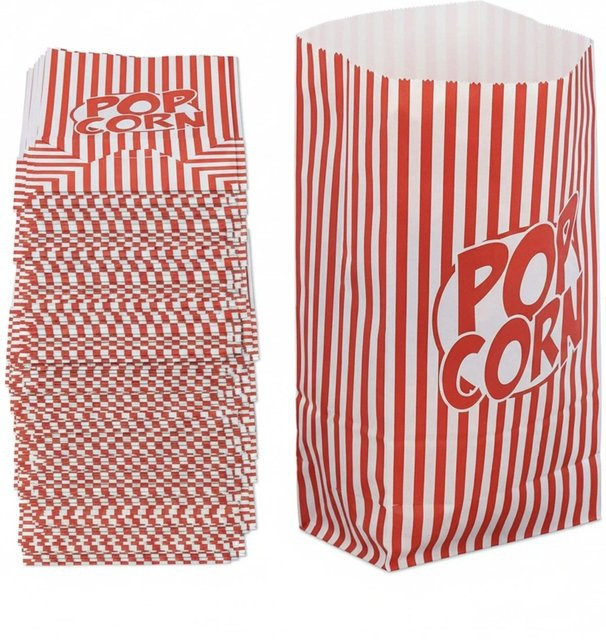 Relaxdays Popcorntüten aus Papier in Rot und Weiß, 240er Set, B/H/T: 26 x 13 x 8 cm - Bild 1