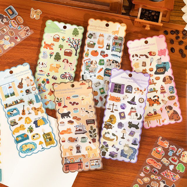 Mr. Paper Tiny Daily Tier Aufkleber Set, 6 Packungen niedliche Journal-Collagenmaterial für Tagebuch und Kartenhüllen, Mehrfarbig - Bild 1