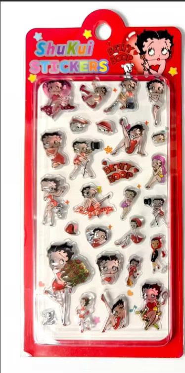 Transparente Epoxidharz 3D Retro-Aufkleber mit Vintage Pinup-Charakter als Puffy-Sticker für Scrapbook, Handyhüllen und Bastelarbeiten in Multicolour - Bild 2